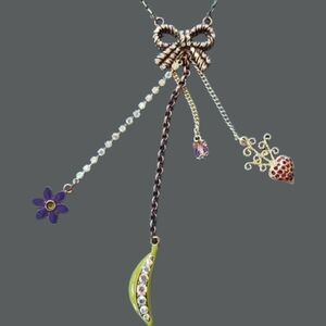 🫛🪷Betsey Johnson RARE Peapod Floral Charms Necklace - EPC🪷🫛
